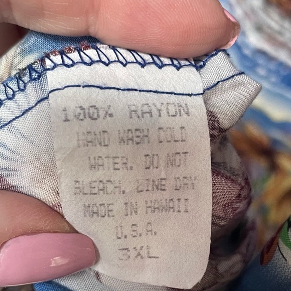 Hilo Hattie Blue Hawaii 3X Made in USA Tulip Sleeve Tropical Muu Muu Dress Beach - Picture 7 of 11